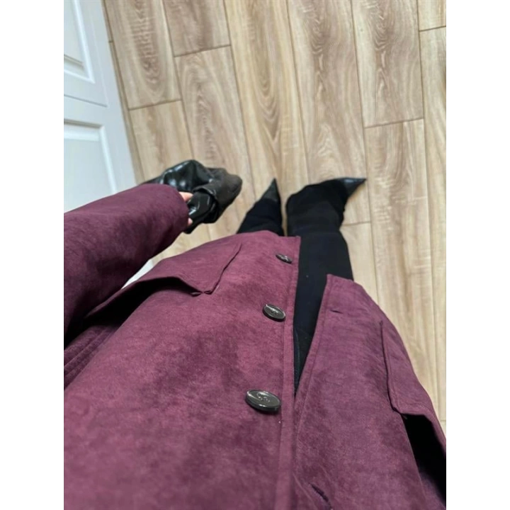 Nika Astarlı Süet Bordo Ceket