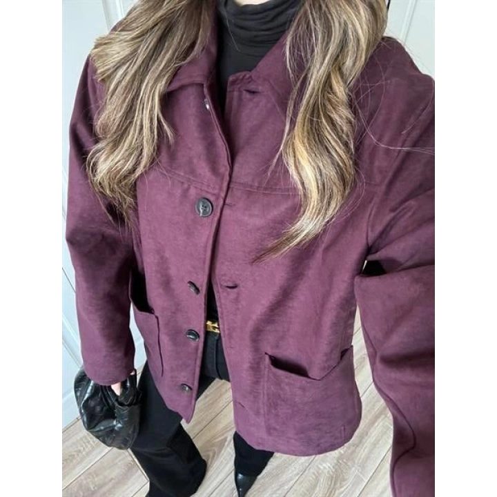 Nika Astarlı Süet Bordo Ceket