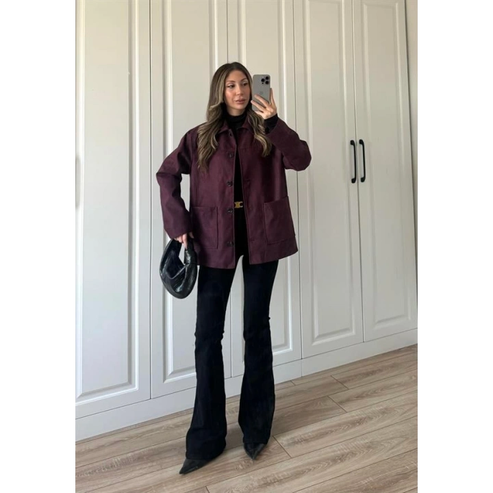 Nika Astarlı Süet Bordo Ceket