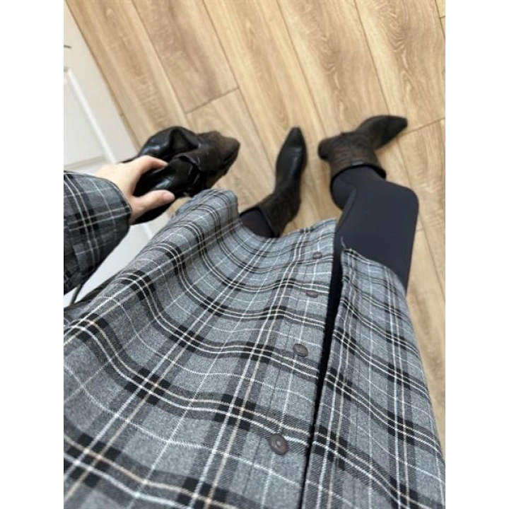 Noble Oversize Antrasit Ekose Gömlek