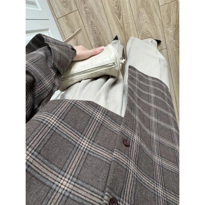 Noble Oversize Kahve Ekose Gömlek