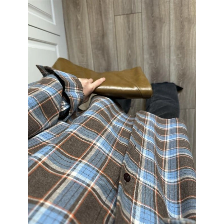 Noble Oversize Mavi Ekose Gömlek