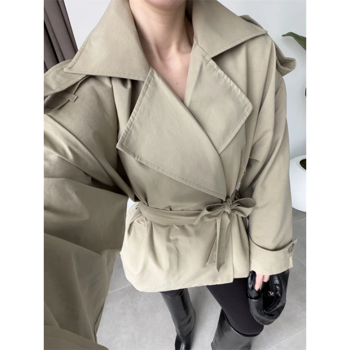 Nuve Premium Astarlı Açık Haki Trençkot