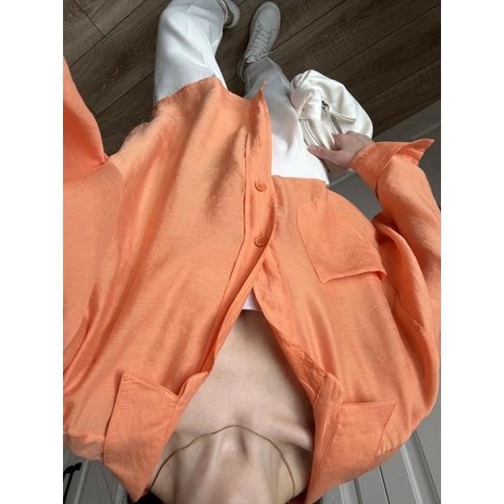 Orange Oversize Tensel Gömlek