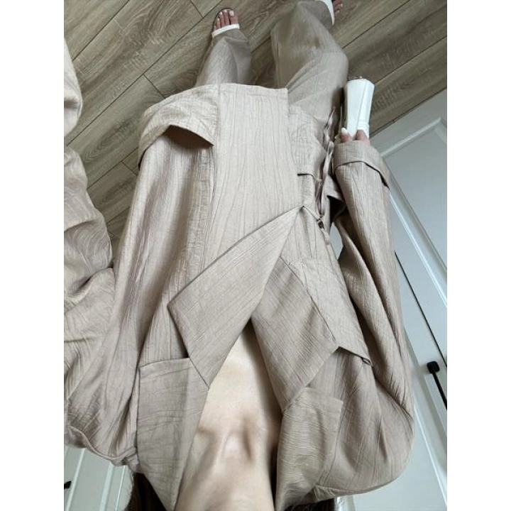 Oslo İthal Yandan Bağlamalı Cappuccino Kimono Takım