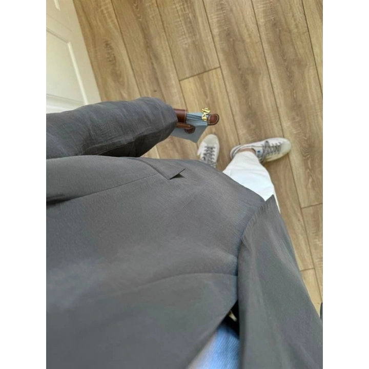 Oversize Antrasit Tensel Blazer Ceket