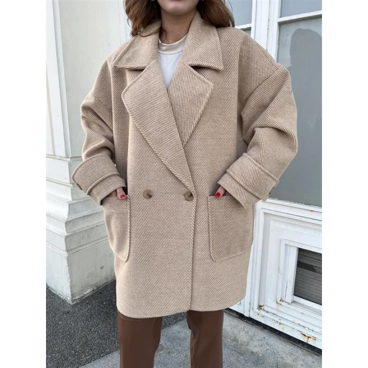 Oversize Kısa Kahve Kaban