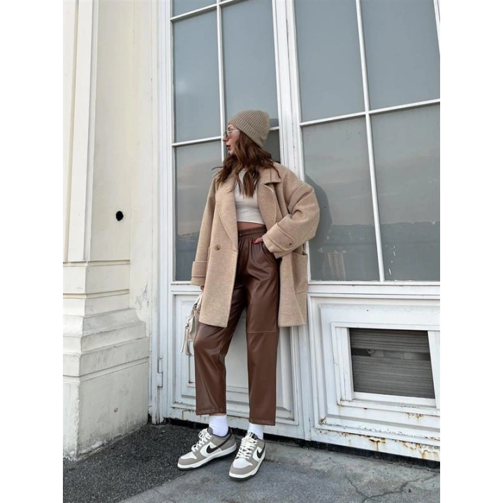 Oversize Kısa Kahve Kaban