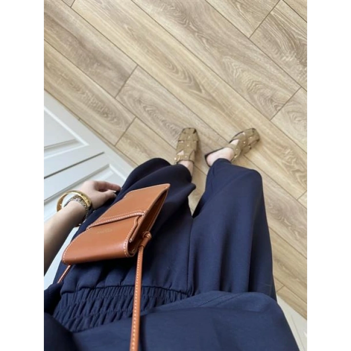 Oys Kumaş Bilek Detaylı Crop Lacivert Takım