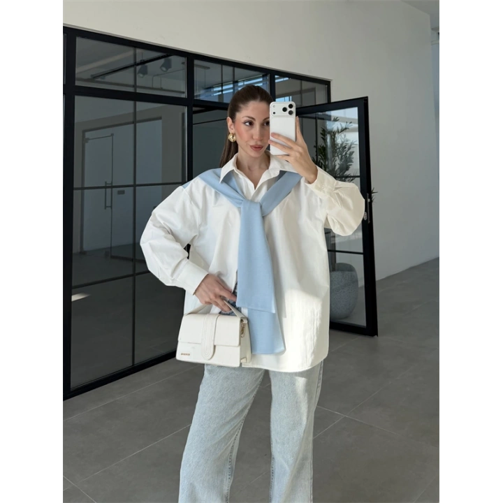 Oysh Mavi Garnili Gömlek