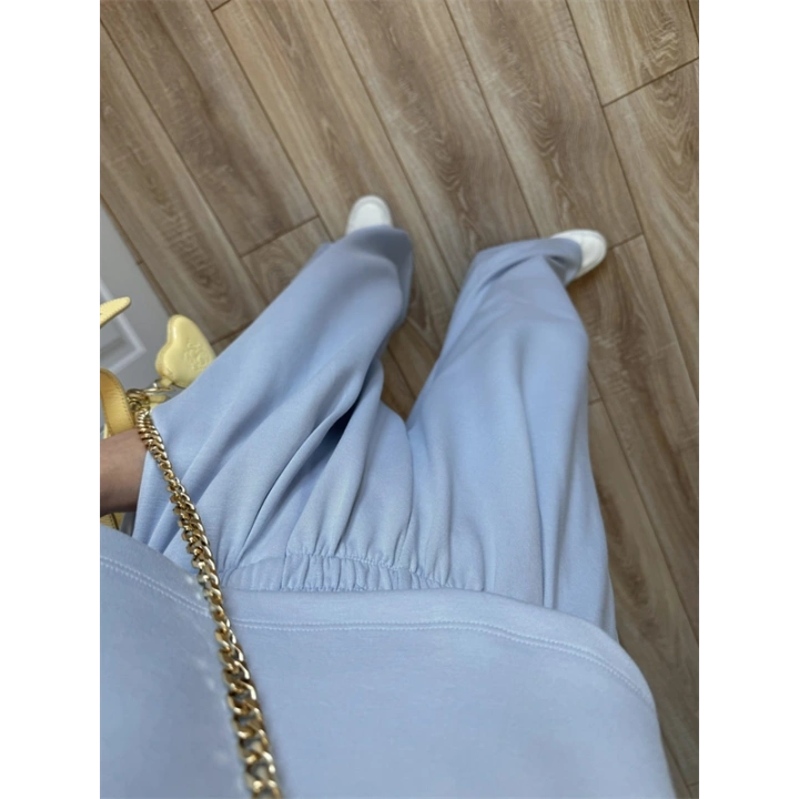 Oysh Modal Kumaş Beli Lastikli Bebe Mavi Crop Takım