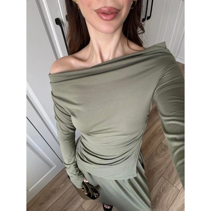 Oysh Modal Kumaş Haki Etekli Takım