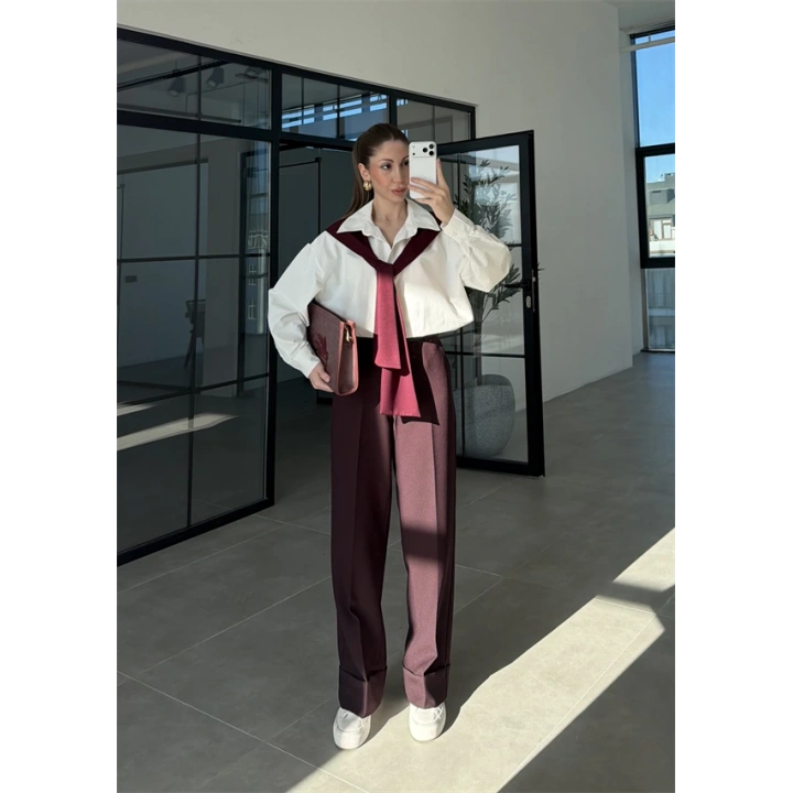 Oysh Mürdüm Garnili Gömlek