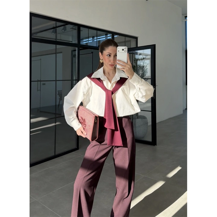 Oysh Mürdüm Garnili Gömlek