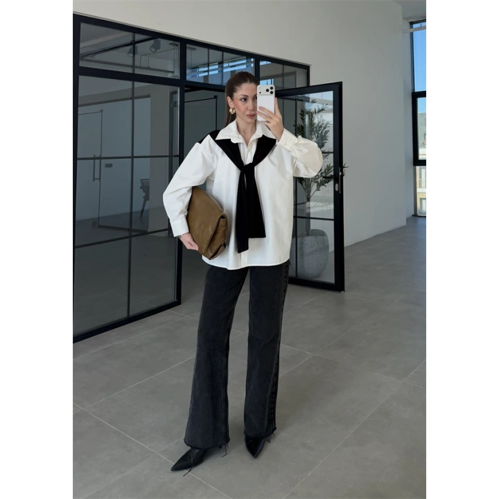 Oysh Siyah Garnili Gömlek