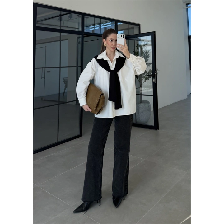 Oysh Siyah Garnili Gömlek