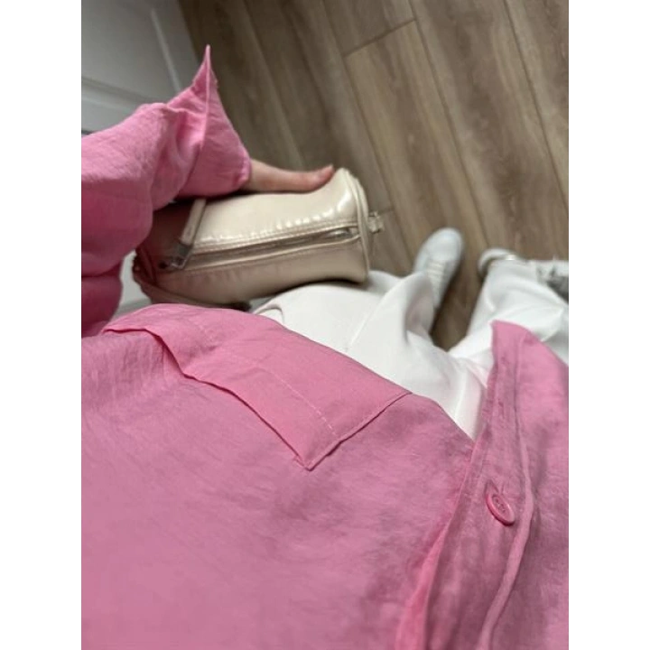 Pembe Oversize Tensel Gömlek