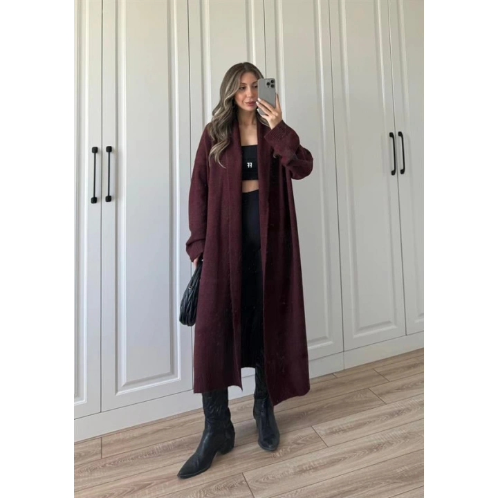 Pinterest Bordo Uzun Triko Hırka