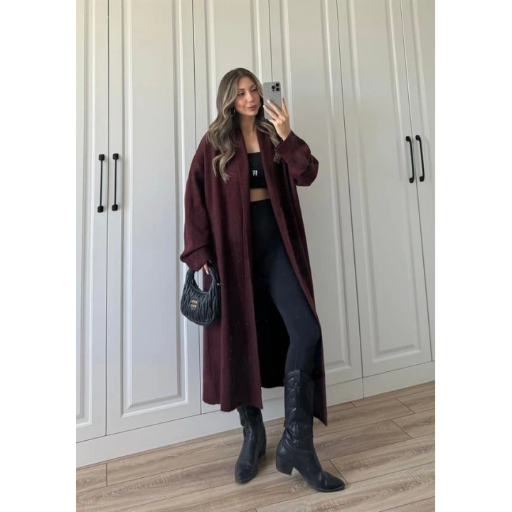 Pinterest Bordo Uzun Triko Hırka