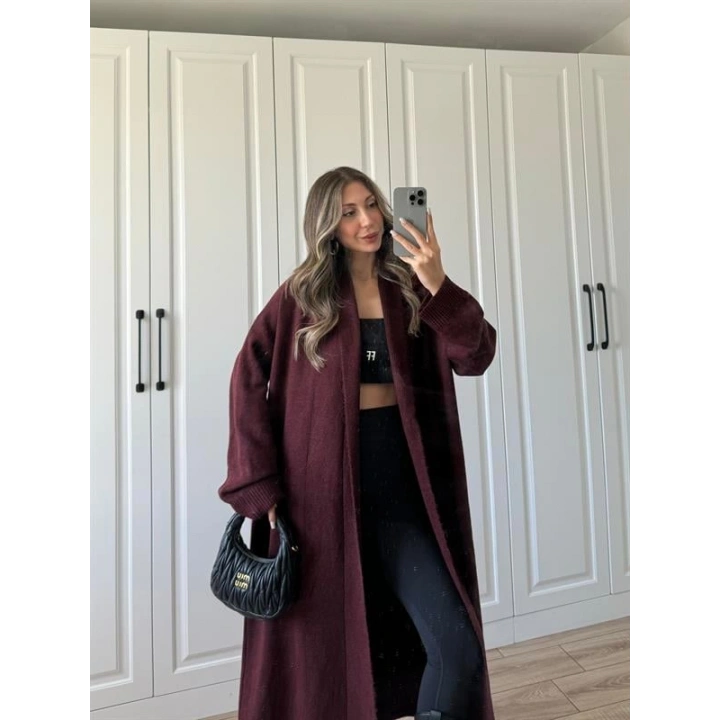 Pinterest Bordo Uzun Triko Hırka