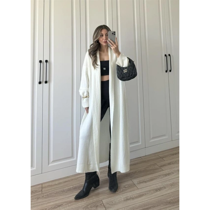 Pinterest Ekru Uzun Triko Hırka