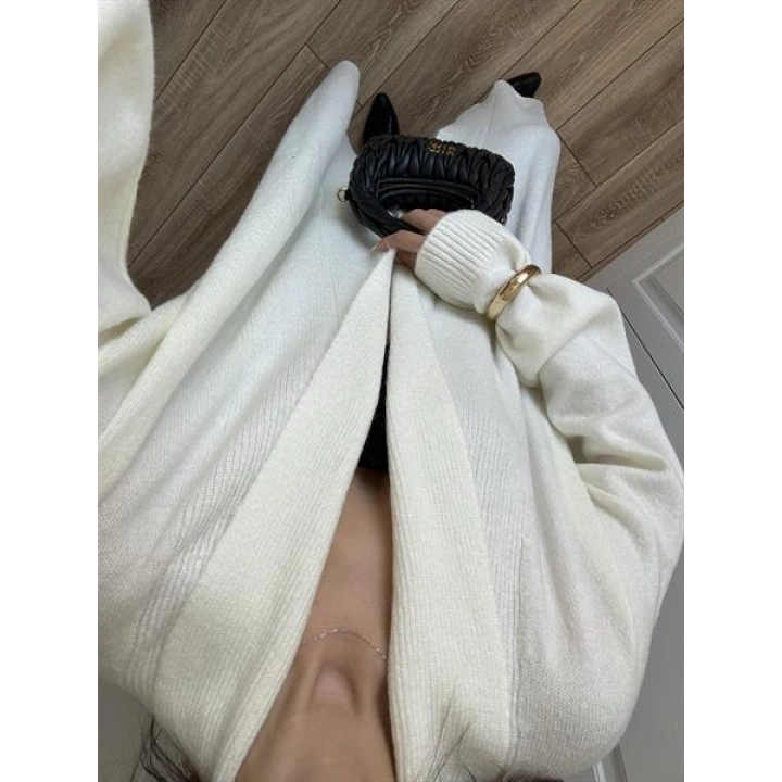 Pinterest Ekru Uzun Triko Hırka