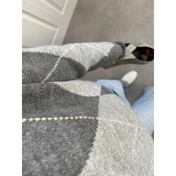 Pinterest Gri Baklava Desen Kazak