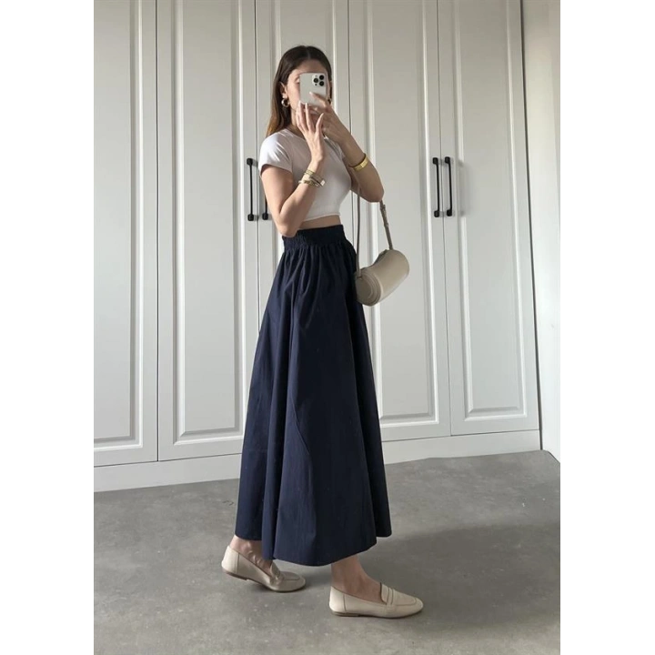 Poplin Kumaş Premium Lacivert Etek