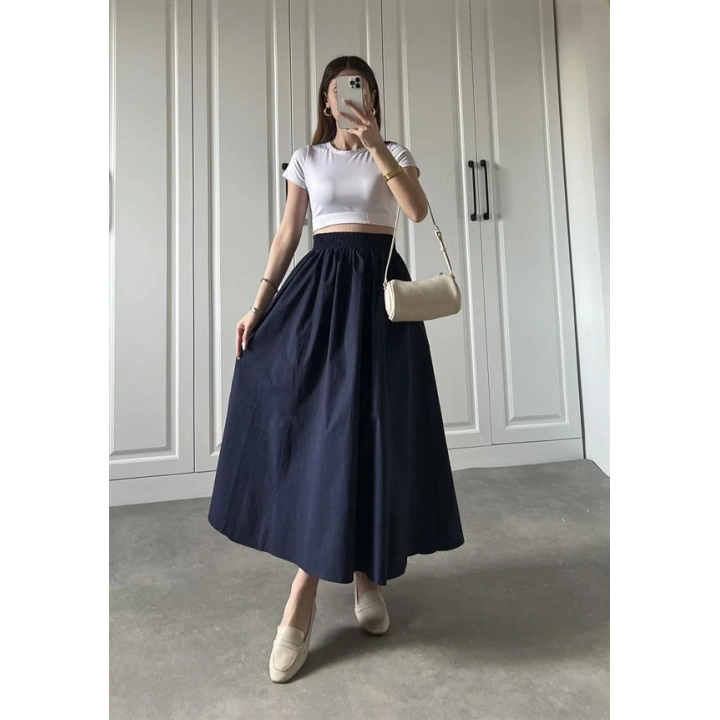 Poplin Kumaş Premium Lacivert Etek