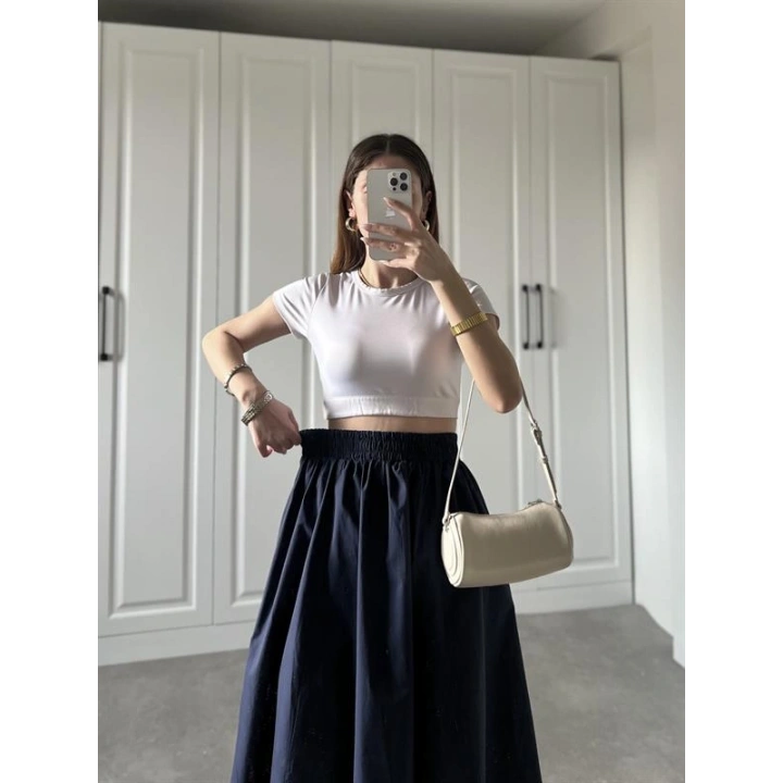 Poplin Kumaş Premium Lacivert Etek