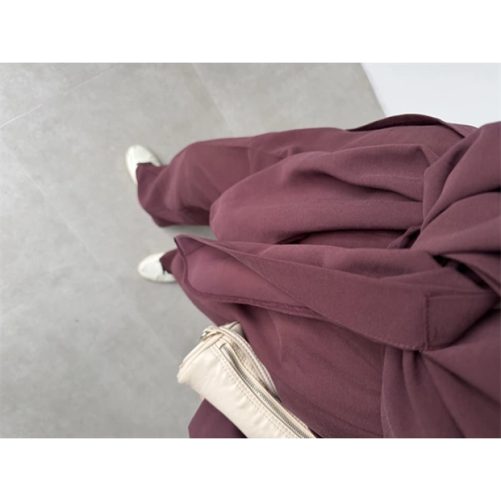 Premium Bağlamalı Mürdüm Bluz Takım