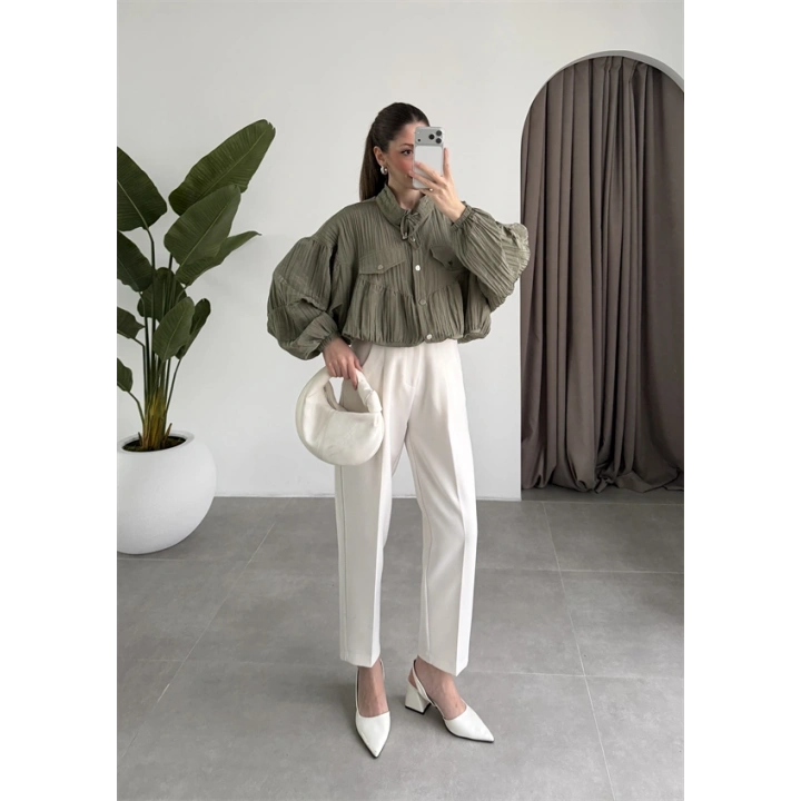 Premium Krinkıl Haki Ceket