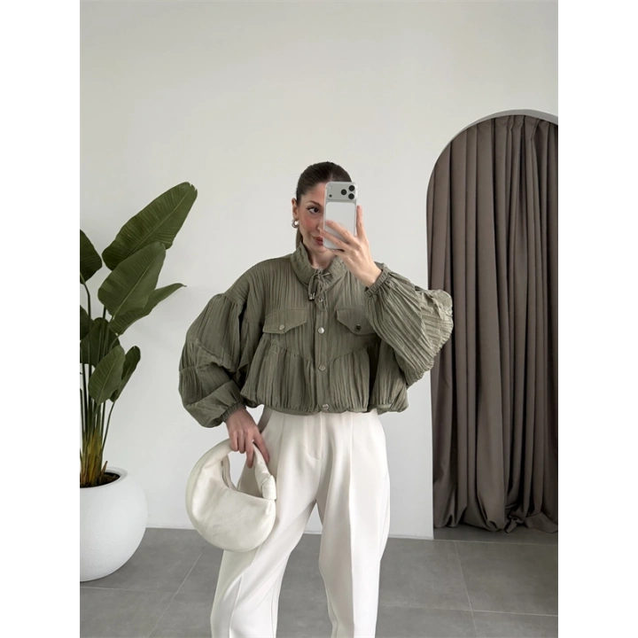 Premium Krinkıl Haki Ceket