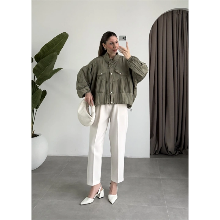 Premium Krinkıl Haki Ceket