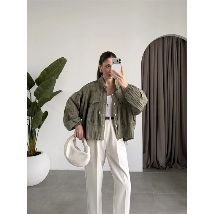 Premium Krinkıl Haki Ceket