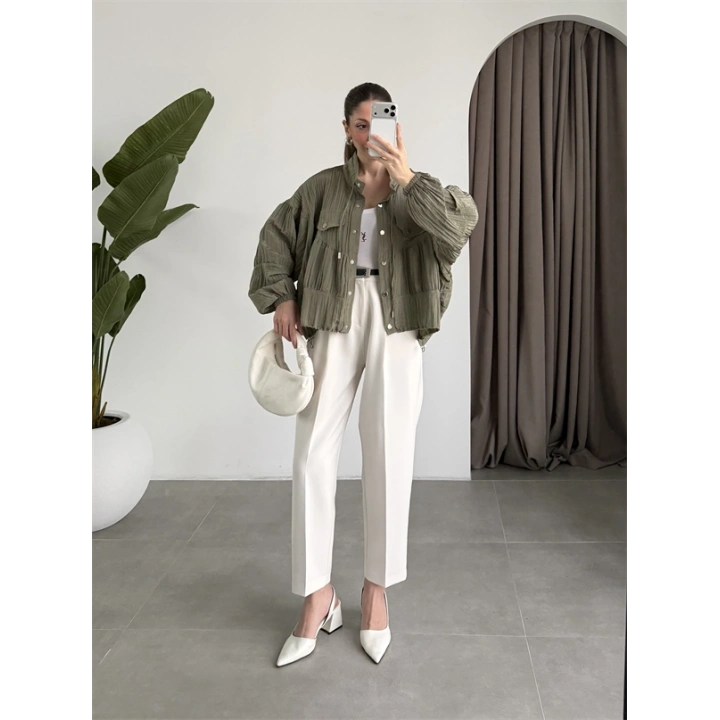 Premium Krinkıl Haki Ceket