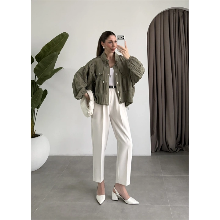 Premium Krinkıl Haki Ceket