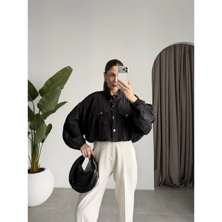 Premium Krinkıl Siyah Ceket