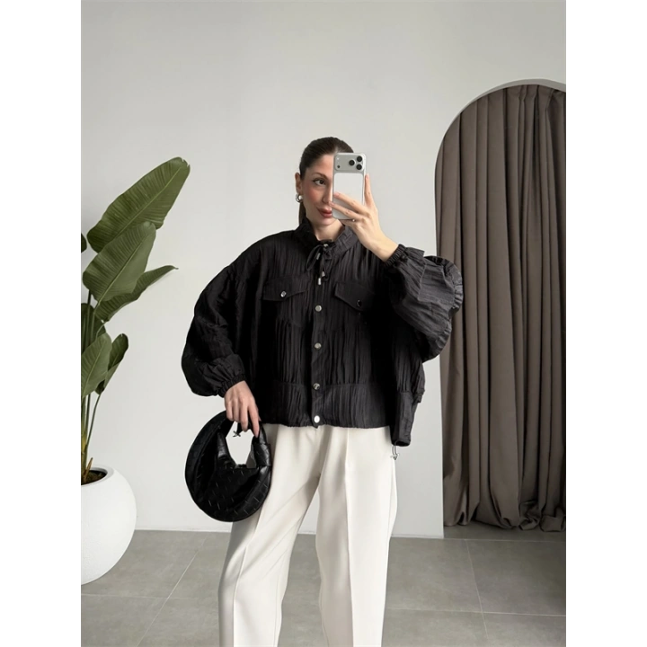 Premium Krinkıl Siyah Ceket