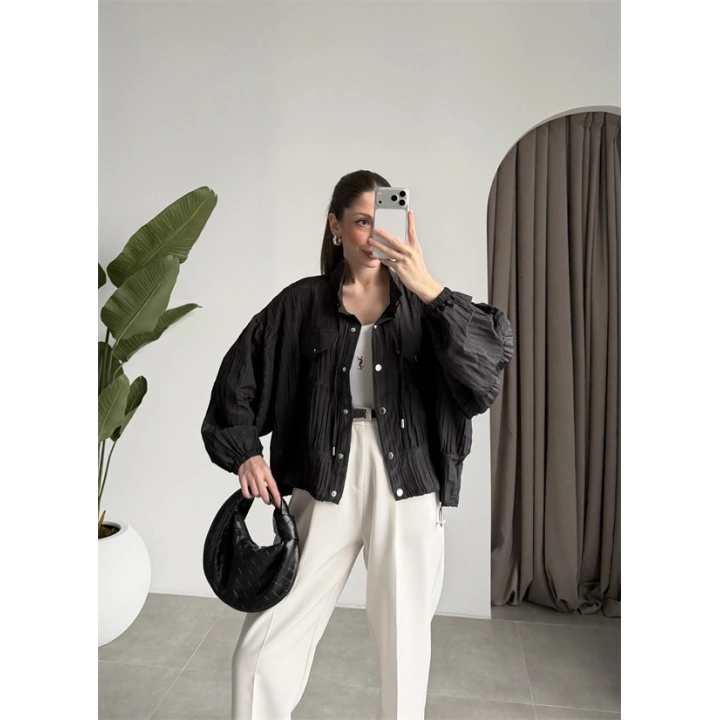 Premium Krinkıl Siyah Ceket