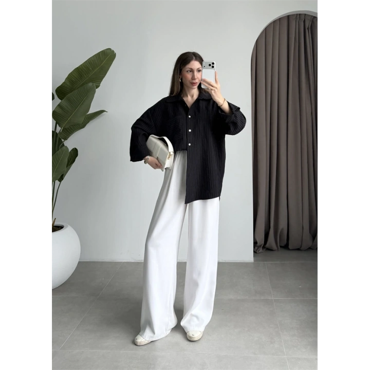 Premium Kumaş Ola Siyah Gömlek