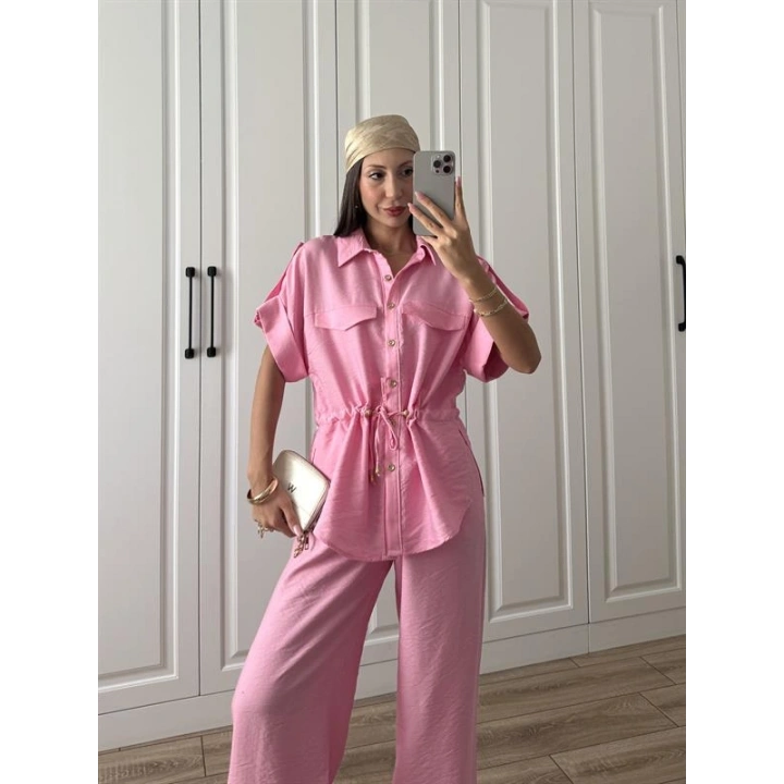 Rey Beli Büzgülü İthal Pembe Takım