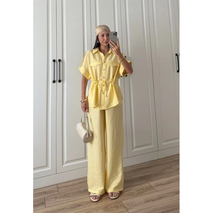 Rey Beli Büzgülü İthal Sarı Takım