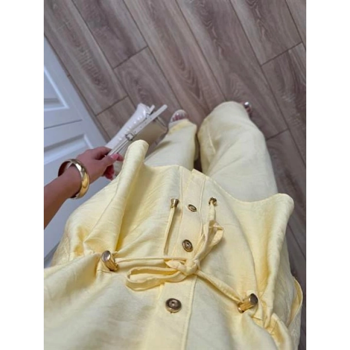 Rey Beli Büzgülü İthal Sarı Takım