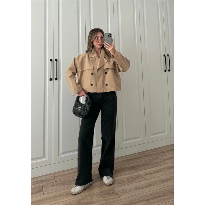 Riva Zr Model Kısa Bej Trençkot