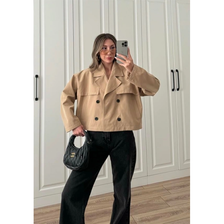 Riva Zr Model Kısa Bej Trençkot