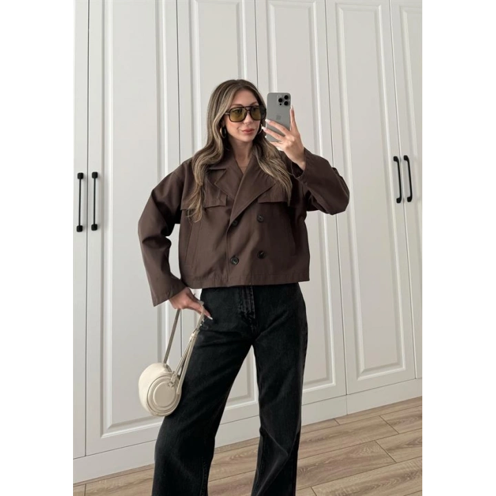 Riva Zr Model Kısa Kahve Trençkot