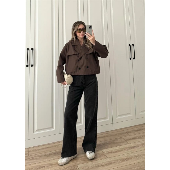 Riva Zr Model Kısa Kahve Trençkot