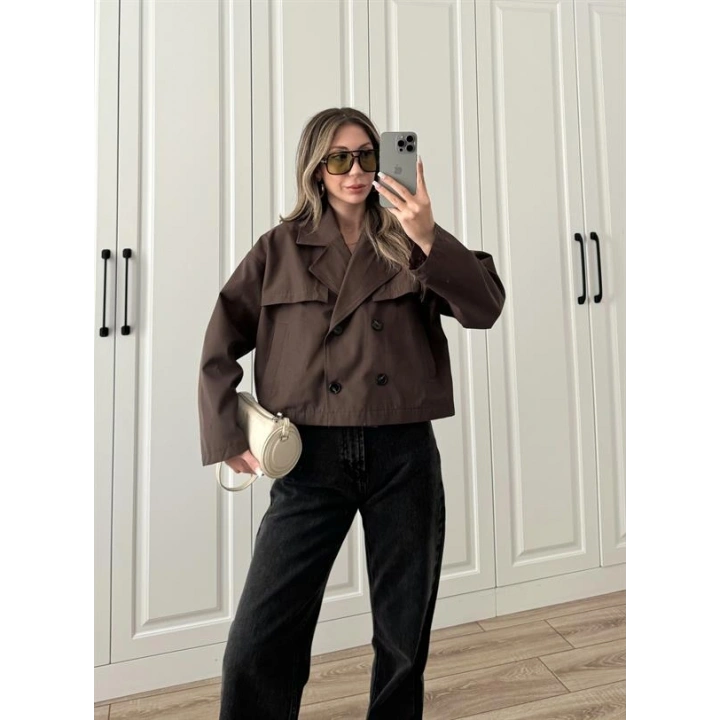 Riva Zr Model Kısa Kahve Trençkot