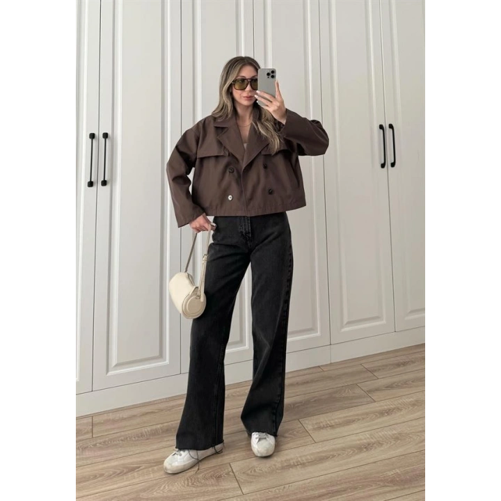 Riva Zr Model Kısa Kahve Trençkot